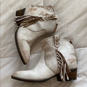 White leather western booties
